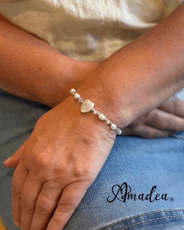 BeLoved Sterling Silver Heart Pearl Bracelet - Image 2