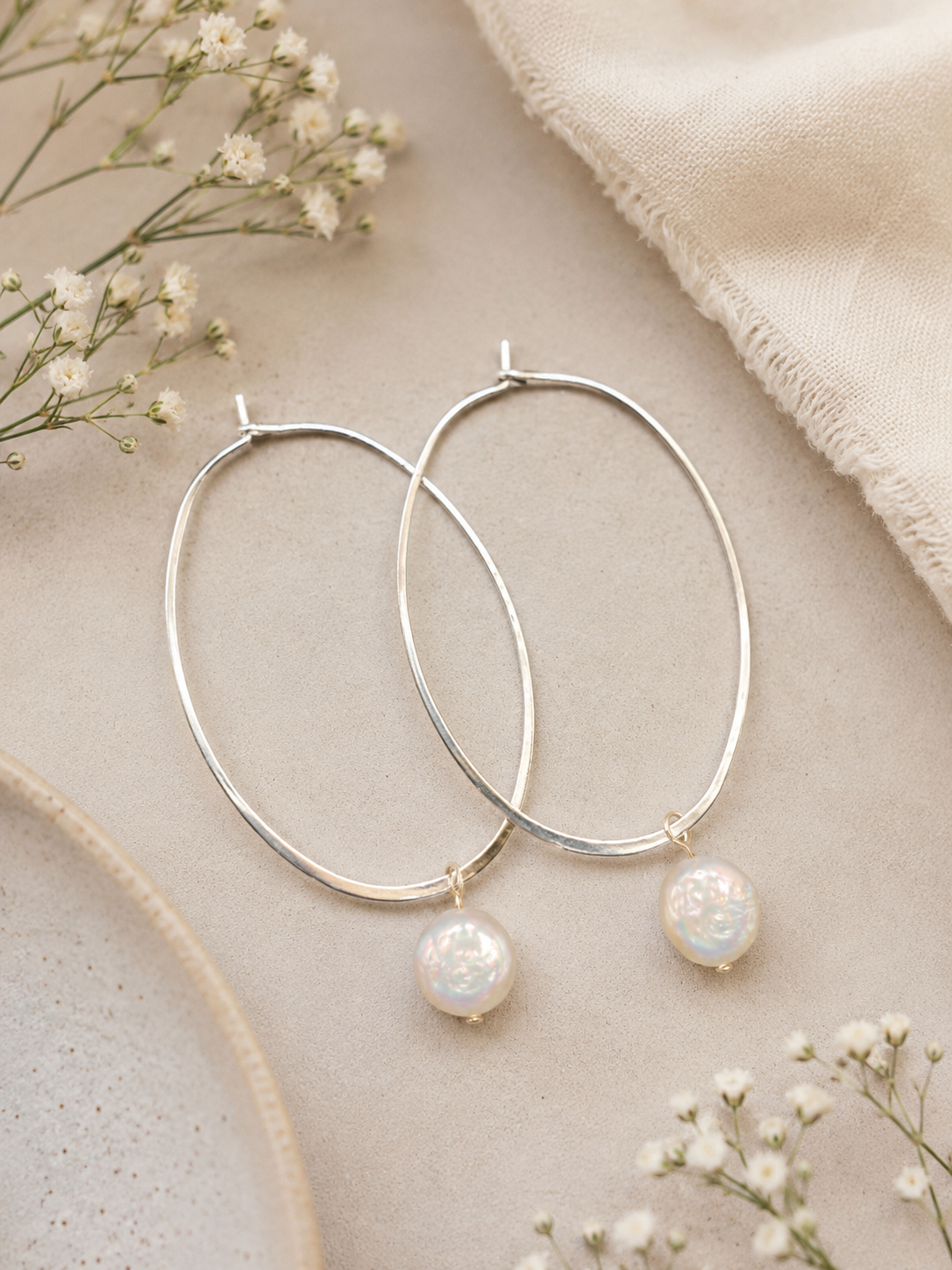 Pearl of Great Price Silver Hoop Earrings