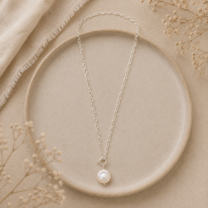 Pure Simplicity Sterling Silver Coin Pearl Necklace