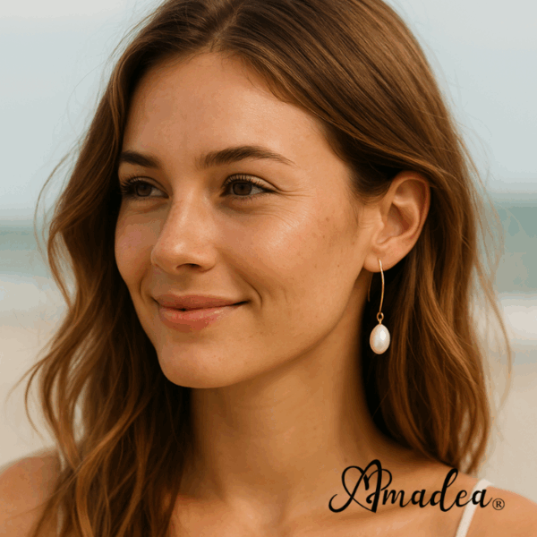 Golden Grace Baroque Pearl Drop Earrings - Image 2