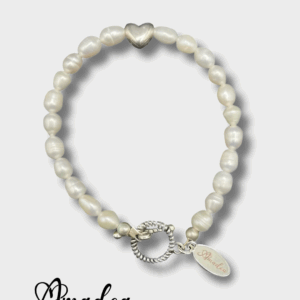 Love's Embrace Silver Heart Pearl Bracelet