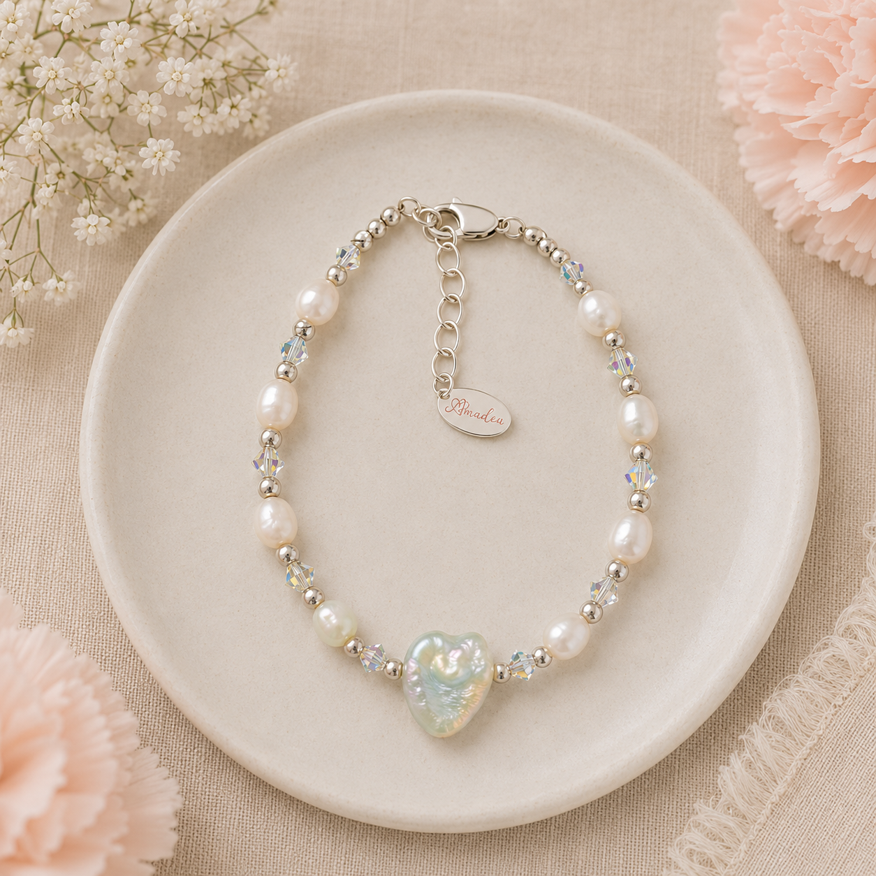 BeLoved Sterling Silver Heart Pearl Bracelet