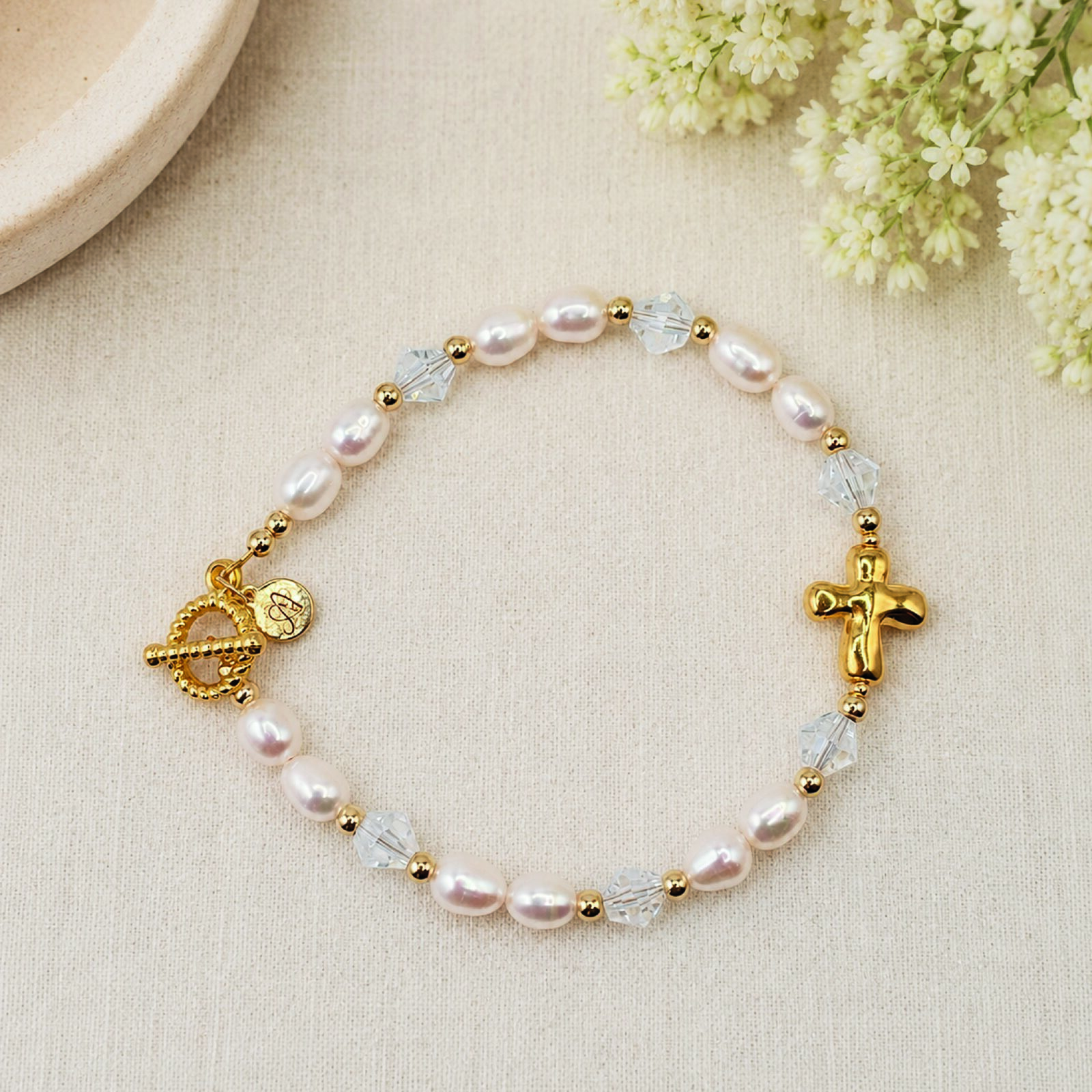 Cross of Grace - Gold Tone Bracelet